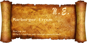 Marberger Ernye névjegykártya